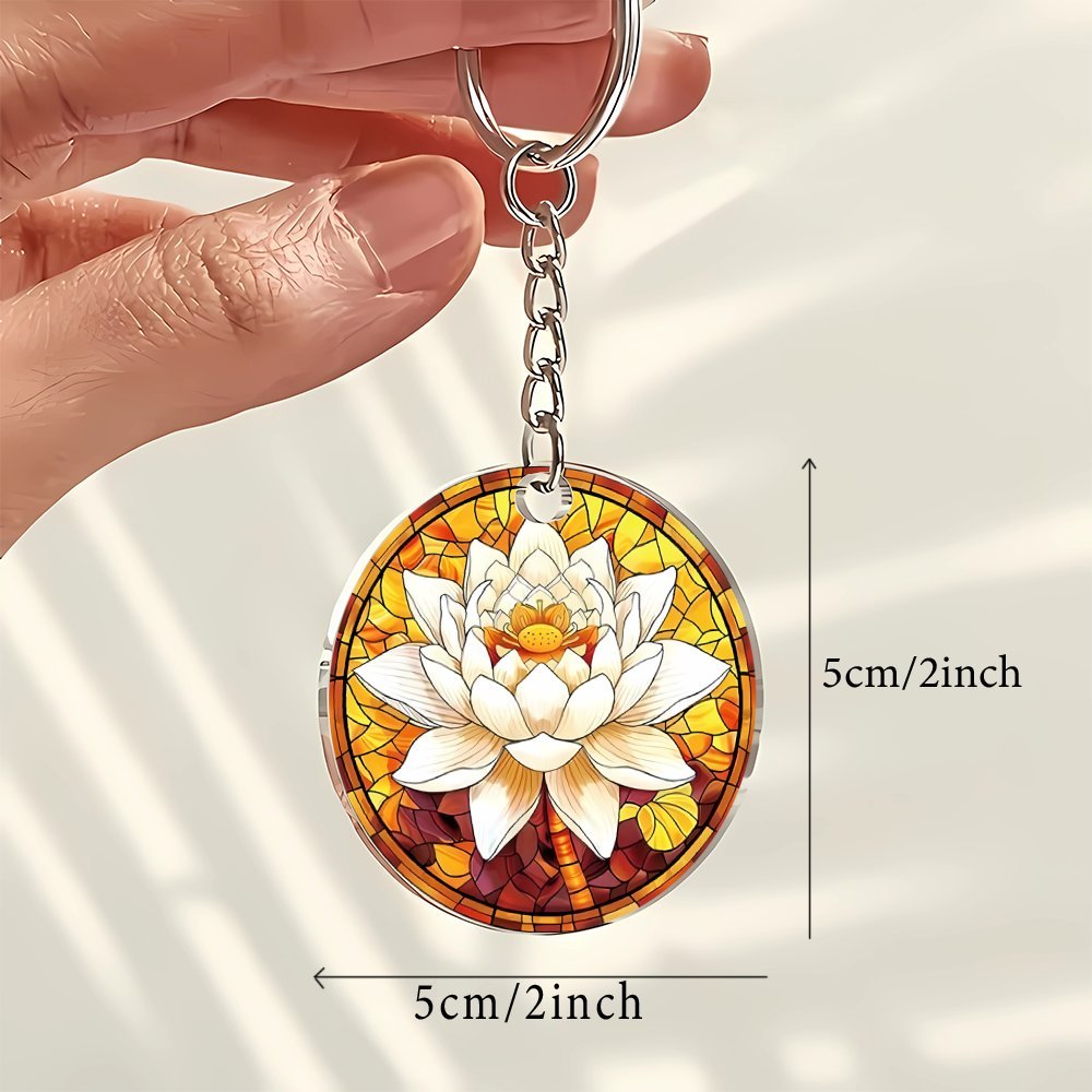 50pcs Round Acrylic Keychain Charms in 5 Colors